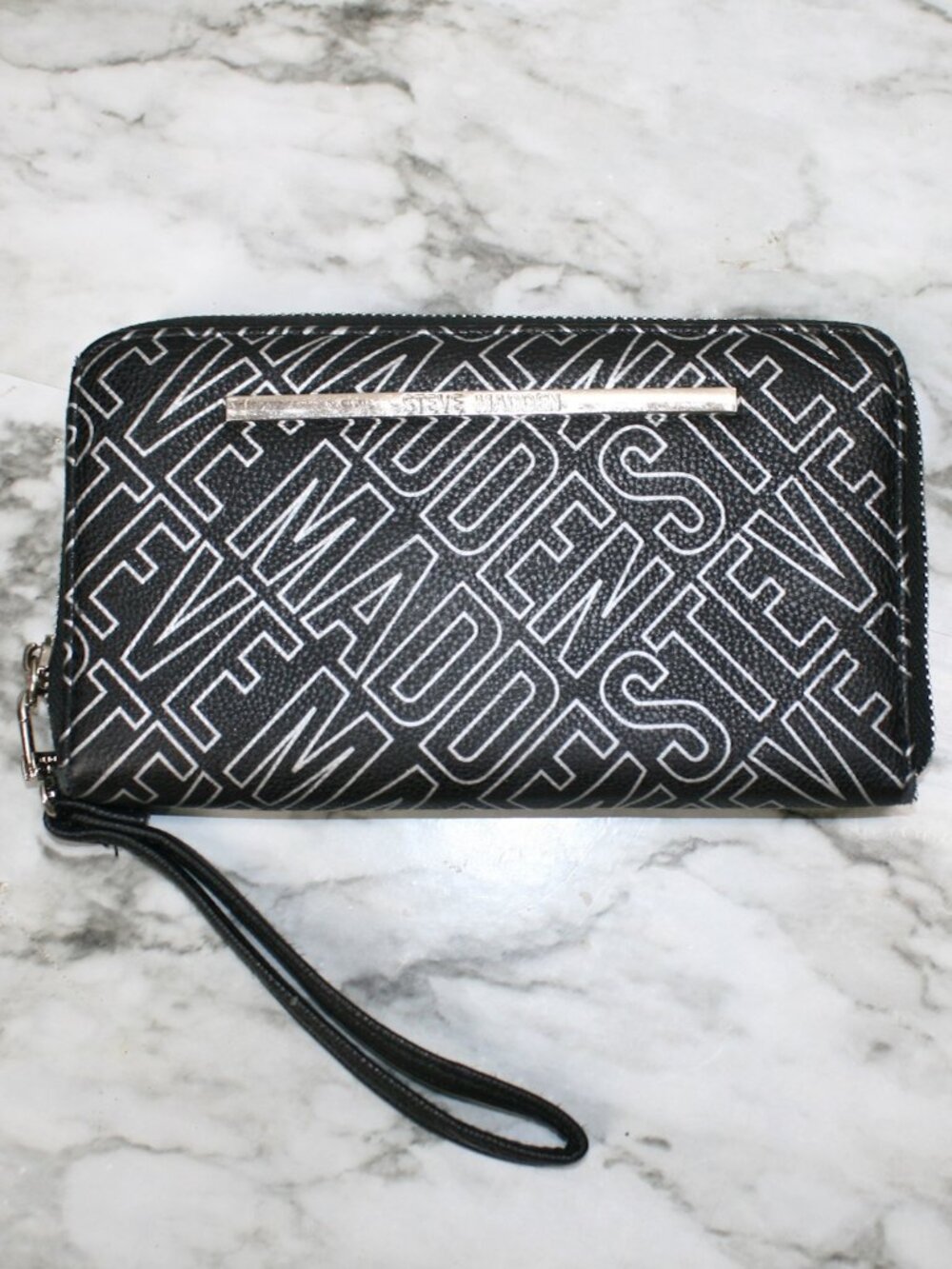STEVE MADDEN Wristlet Mini Bag Clutch Wallet PU Leather Carry All Purse Black